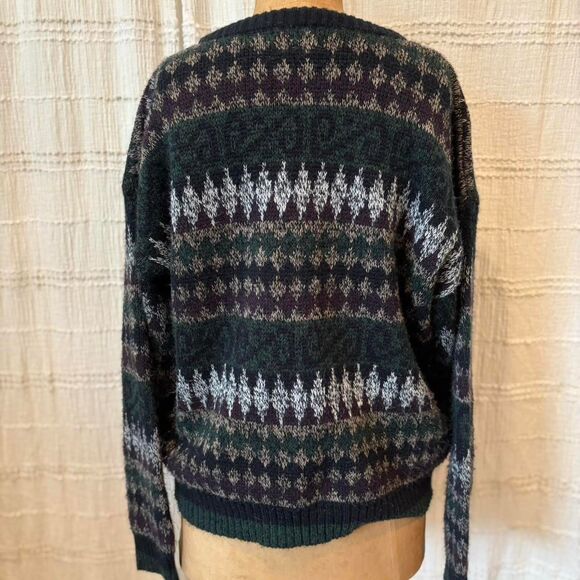 Vintage Windridge men’s navy blue/white/ burgundy retro indie sweater size M - Picture 4 of 5